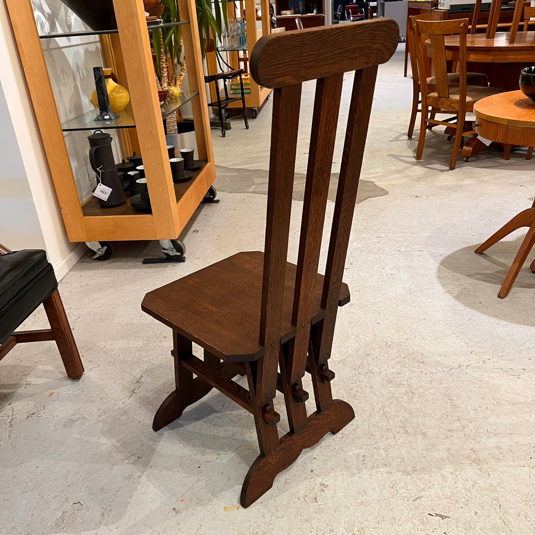 Rare 1920s Stickley Oak High-backed Hall Chair