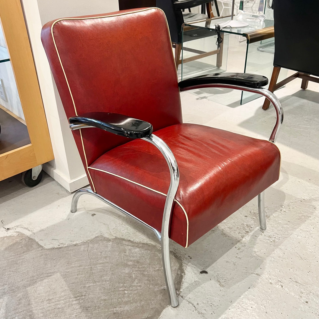 1950s Deco-style Chrome/Vinyl Lounge Chair