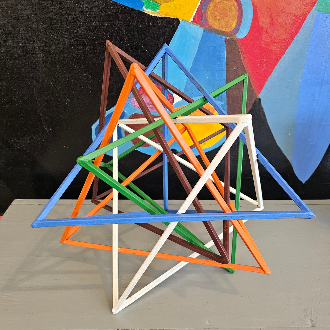 Geometric Painted Metal Table Top Sculpture