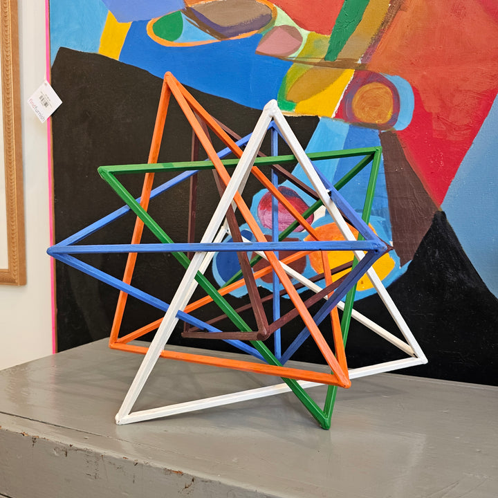 Geometric Painted Metal Table Top Sculpture