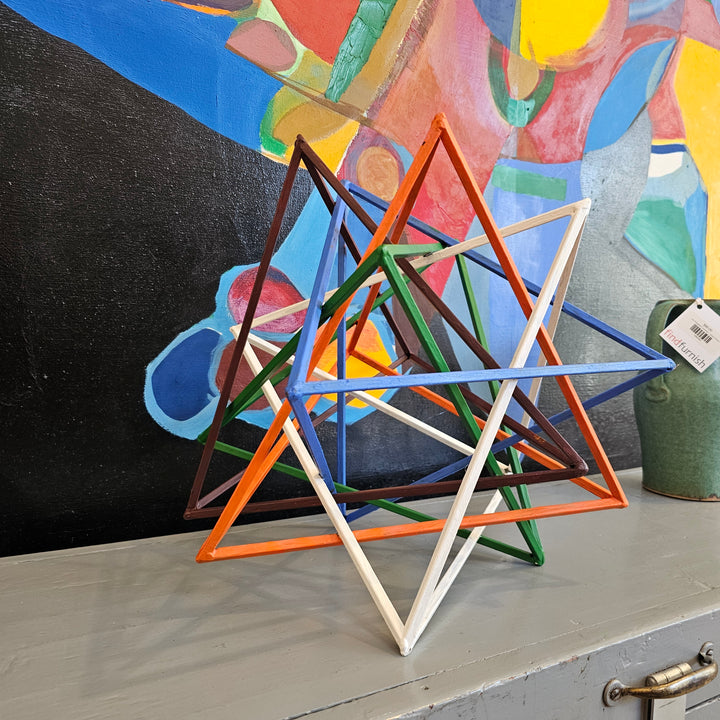 Geometric Painted Metal Table Top Sculpture
