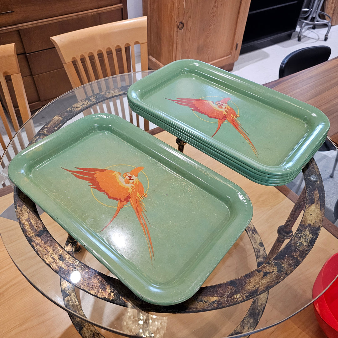 Enamel Jade Green Parrot Tray