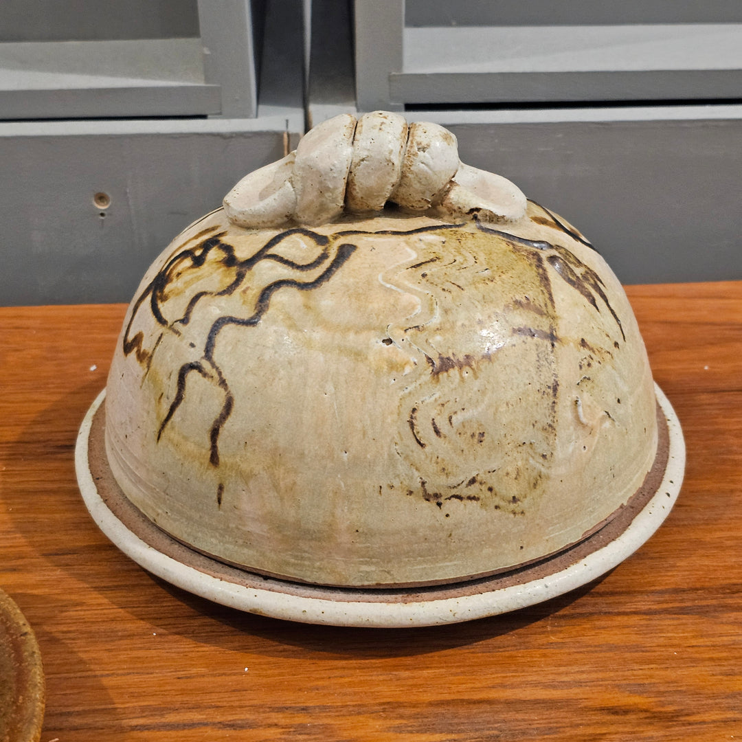 2pc Studio Pottery Domed Butter/Cheese Dish - Signed