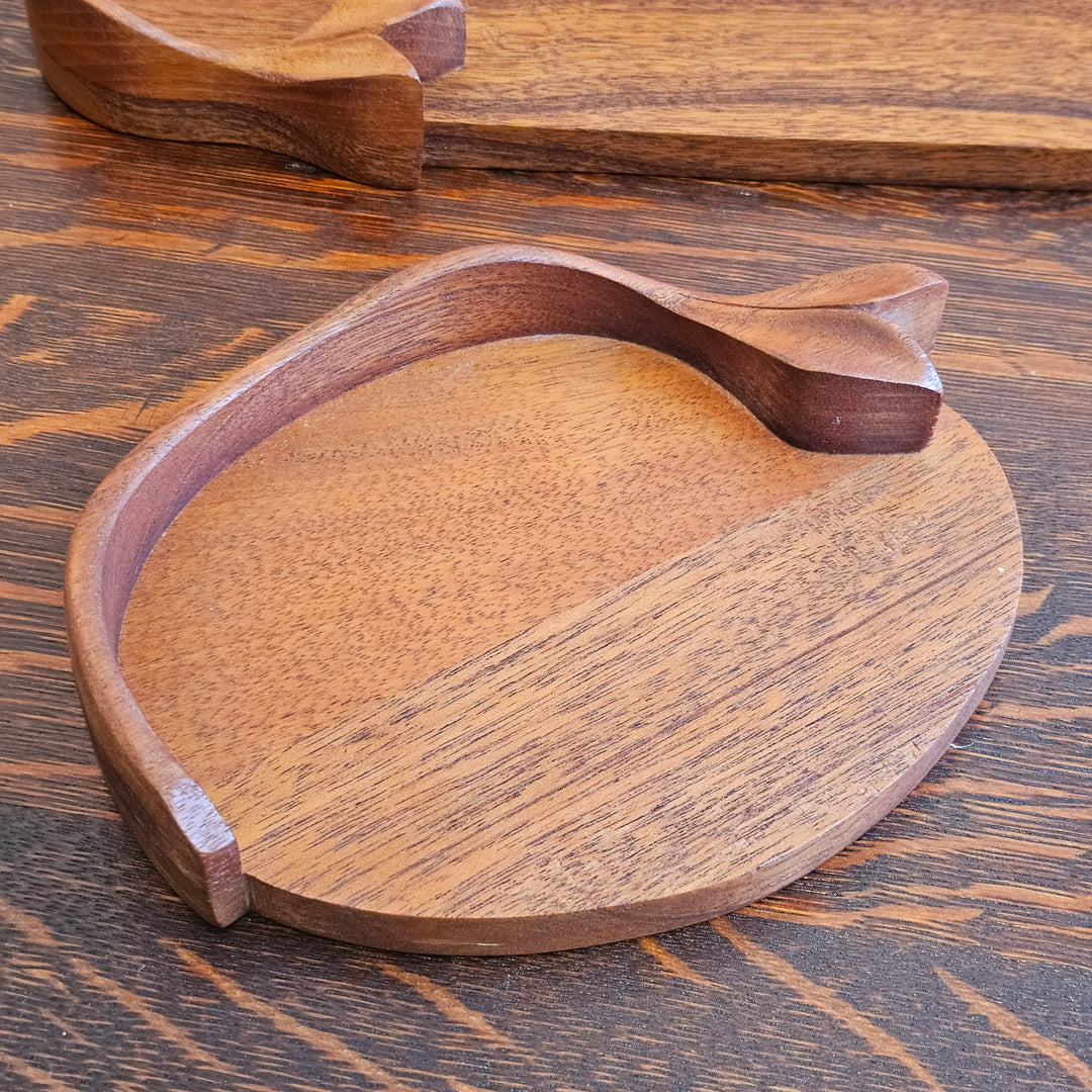 Vintage Mobilarte Hand-Carved Honduran Mahogany Trays