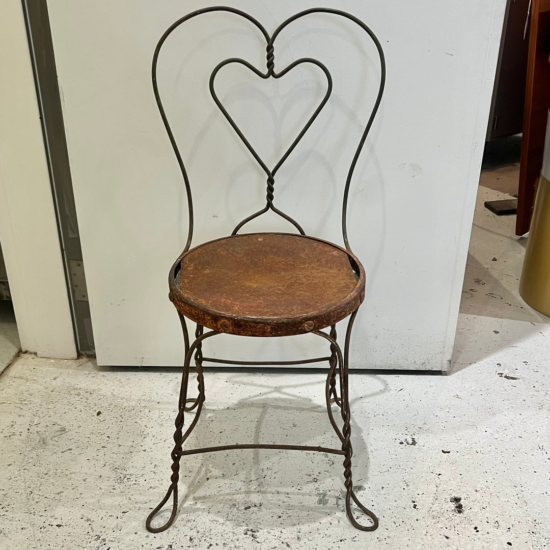 Antique Weathered Twisted Iron Bistro Chair #2