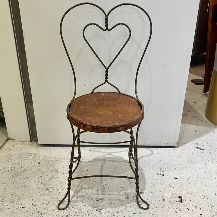 Antique Weathered Twisted Iron Bistro Chair #2