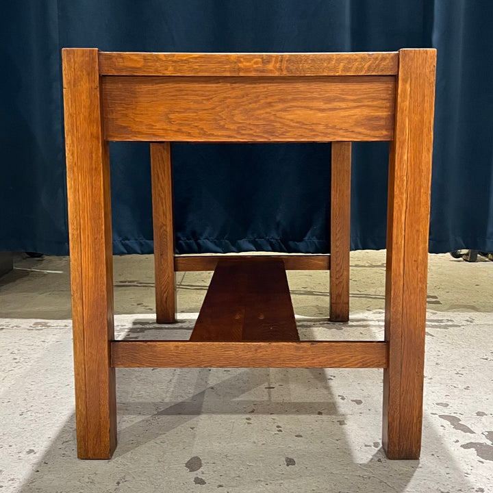 Antique Mission Writing Desk w/Tiger Oak Veneer Top