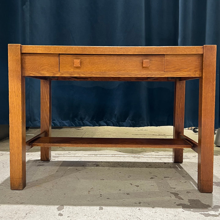 Antique Mission Writing Desk w/Tiger Oak Veneer Top