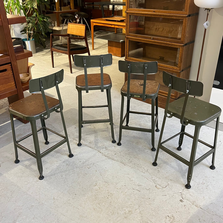 Lyon Industrial Metal Stool w/Backrest (Dark Green)