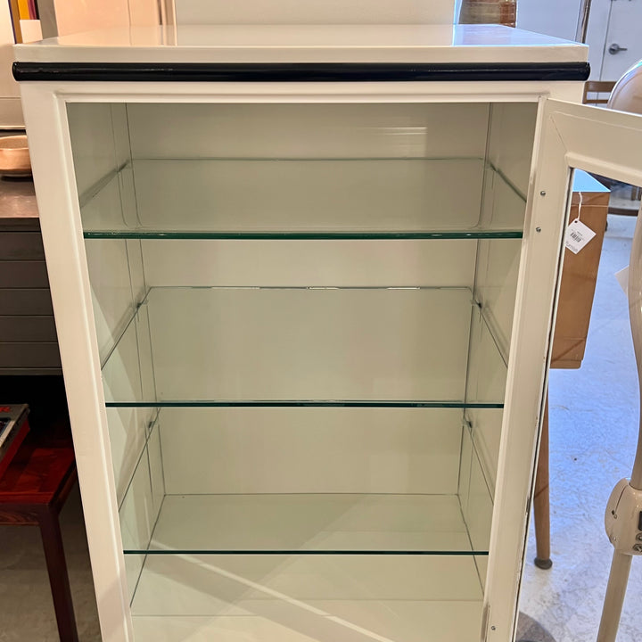 Restored Antique Metal Medical Display Cabinet